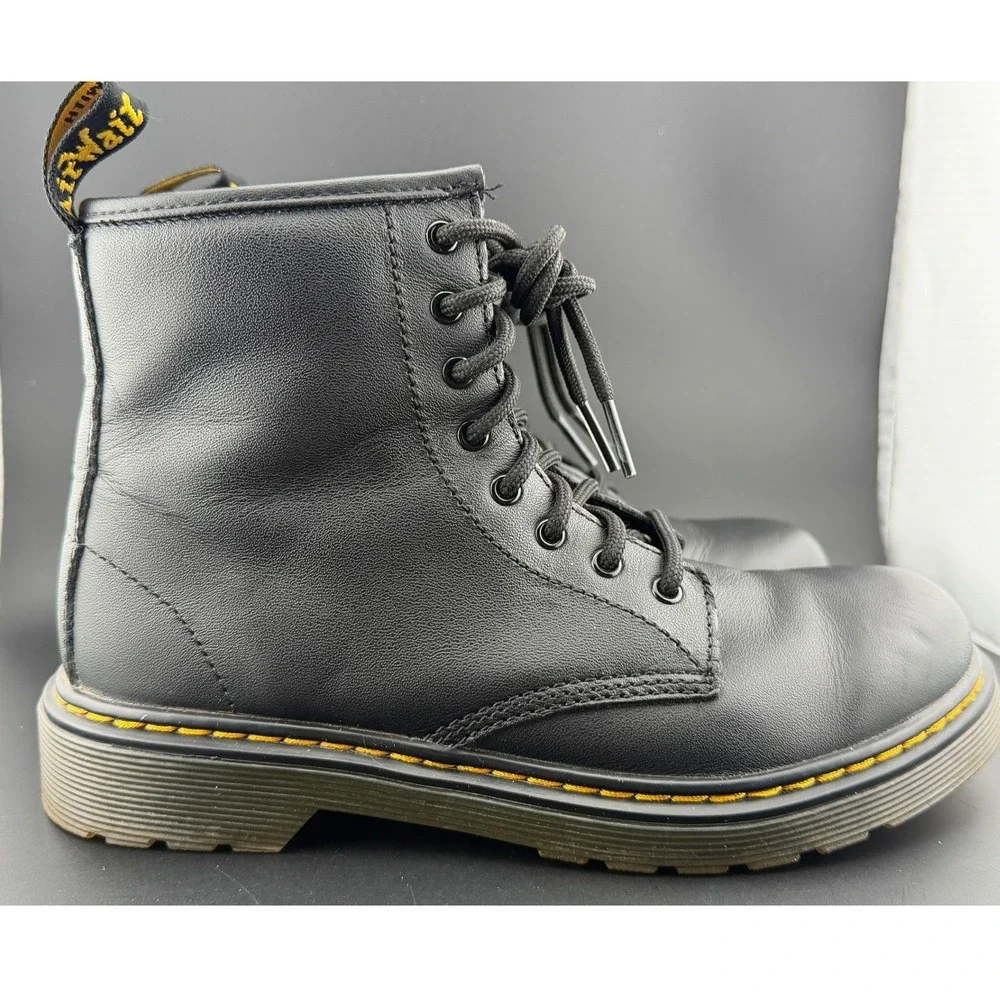 Dr. Martens 1460 J Delaney Black Leather Side Zip Combat Boots-4 Men/Y, 5 Womens